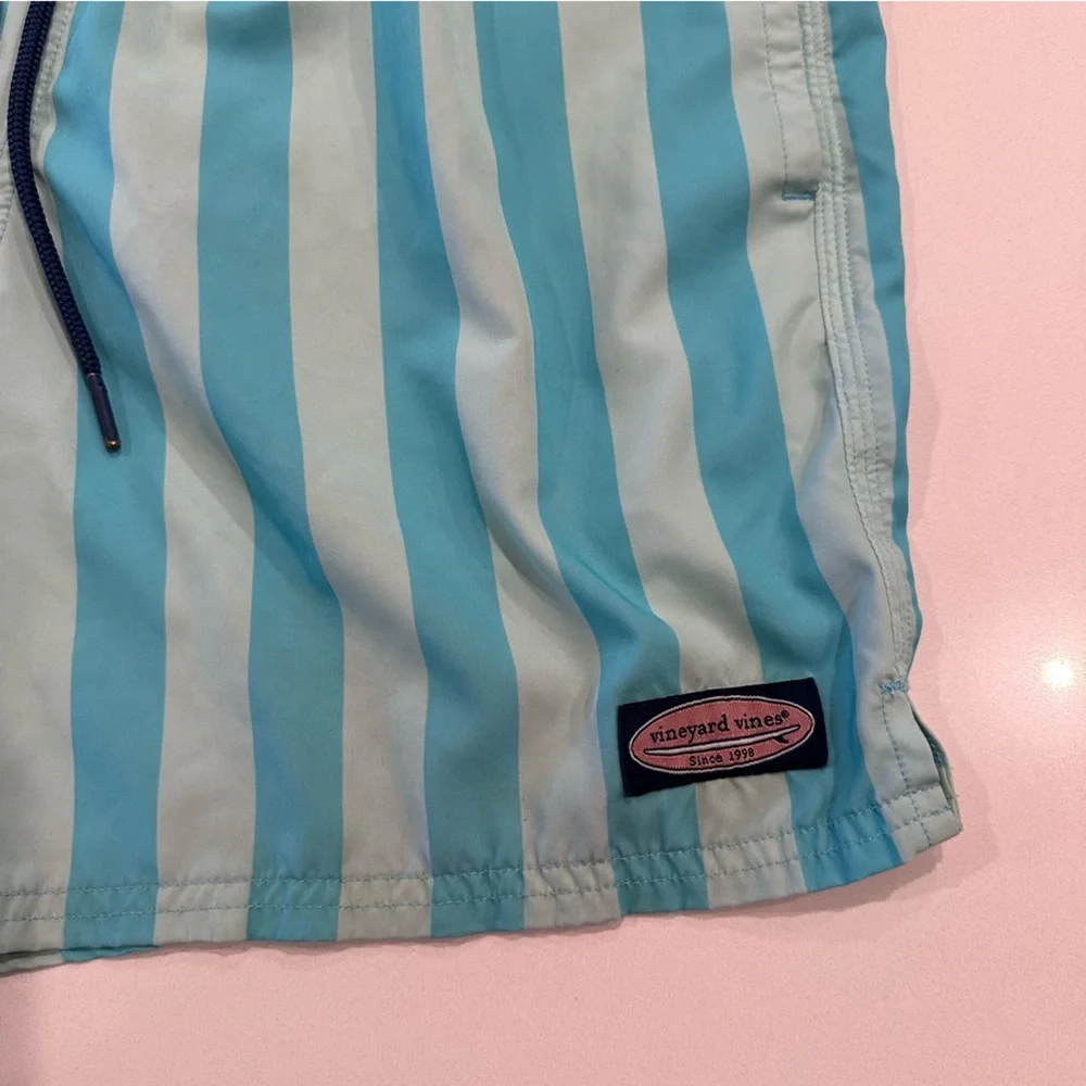 Vineyard Vines Swim Trunks Board Shorts Blue Striped‎ Aize Medium